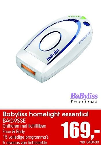 Aanbiedingen Babyliss homelight essential bag933e - Babyliss - Geldig van 07/12/2015 tot 31/12/2015 bij Multi Bazar
