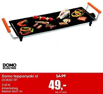 Aanbiedingen Domo teppanyaki xl do8301tp - Domo elektro - Geldig van 07/12/2015 tot 31/12/2015 bij Multi Bazar