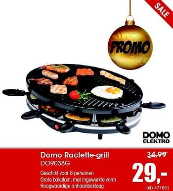 Aanbiedingen Domo raclette-grill do9038g - Domo elektro - Geldig van 07/12/2015 tot 31/12/2015 bij Multi Bazar