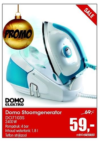 Aanbiedingen Domo stoomgenerator do7103s - Domo elektro - Geldig van 07/12/2015 tot 31/12/2015 bij Multi Bazar