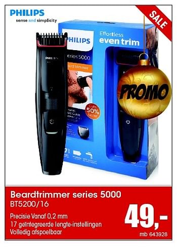 Aanbiedingen Philips beardtrimmer series 5000 bt5200-16 - Philips - Geldig van 07/12/2015 tot 31/12/2015 bij Multi Bazar