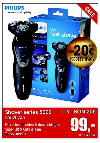 Aanbiedingen Philips shaver series 5000 s5520-45 - Philips - Geldig van 07/12/2015 tot 31/12/2015 bij Multi Bazar