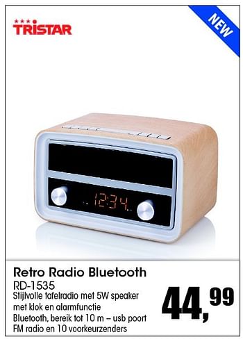 Aanbiedingen Tristar retro radio bluetooth rd-1535 - Tristar - Geldig van 07/12/2015 tot 31/12/2015 bij Multi Bazar