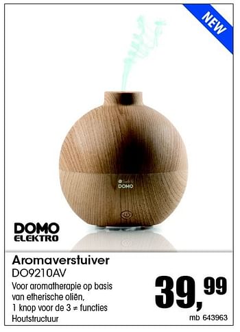 Aanbiedingen Domo elektro aromaverstuiver do9210av - Domo elektro - Geldig van 07/12/2015 tot 31/12/2015 bij Multi Bazar