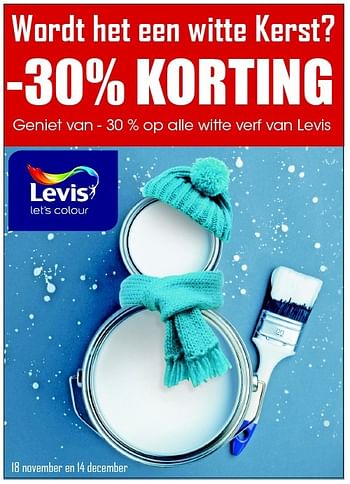 Aanbiedingen - 30 % op alle witte verf van levis - Levis - Geldig van 07/12/2015 tot 31/12/2015 bij Multi Bazar