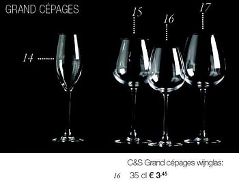 Aanbiedingen C+s grand cépages wijnglas - Chef&amp;Sommelier - Geldig van 30/11/2015 tot 06/01/2016 bij Supra Bazar