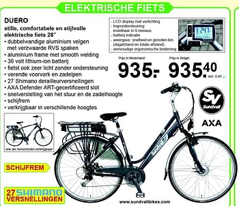 Aanbiedingen Elektrische fiets duero - Sundvall - Geldig van 22/11/2015 tot 13/12/2015 bij Van Cranenbroek