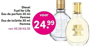 Aanbiedingen Diesel fuel for life eau de parfum femme eau de toilette homme - Diesel - Geldig van 23/11/2015 tot 06/12/2015 bij da