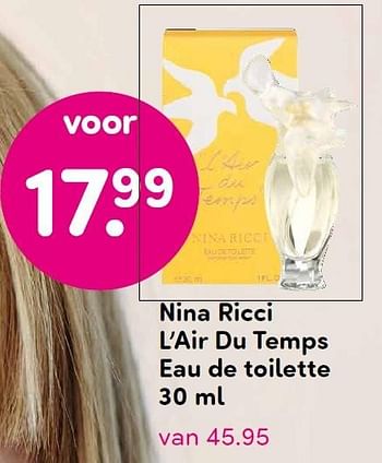 Aanbiedingen Nina ricci l`air du temps eau de toilette - Nina Ricci - Geldig van 23/11/2015 tot 06/12/2015 bij da