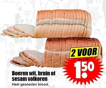 Aanbiedingen Boeren wit, bruin of sesam volkoren - Huismerk - Dirk - Geldig van 29/11/2015 tot 05/12/2015 bij Lekker Doen