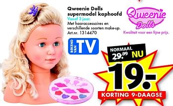 Aanbiedingen Qweenie dolls supermodel kaphoofd - Qweenie Dolls - Geldig van 28/11/2015 tot 06/12/2015 bij Bart Smit