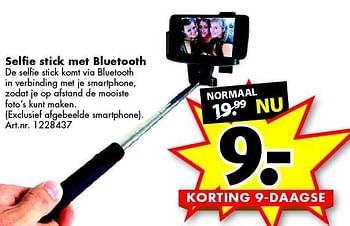 Aanbiedingen Selfie stick met bluetooth - Huismerk - Bart Smit - Geldig van 28/11/2015 tot 06/12/2015 bij Bart Smit