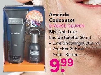 Aanbiedingen Amando cadeauset noir luxe eau de toilette - Amando - Geldig van 23/11/2015 tot 06/12/2015 bij da