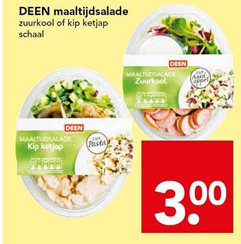 Aanbiedingen Deen maaltijdsalade zuurkool of kip ketjap - Huismerk deen supermarkt - Geldig van 29/11/2015 tot 05/12/2015 bij Deen Supermarkten