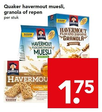 Aanbiedingen Quaker havermout muesli, granola of repen - Quaker - Geldig van 29/11/2015 tot 05/12/2015 bij Deen Supermarkten