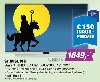 Aanbiedingen Samsung smart uhd tv ue55ju7000 - a-klasse - Samsung - Geldig van 23/11/2015 tot 06/12/2015 bij ElectronicPartner