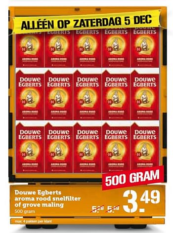 Aanbiedingen Douwe egberts aroma rood snelfilter of grove maling - Douwe Egberts - Geldig van 30/11/2015 tot 06/12/2015 bij Coop