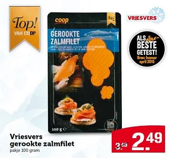 Aanbiedingen Vriesvers gerookte zalmfilet - Huismerk - Coop - Geldig van 30/11/2015 tot 06/12/2015 bij Coop