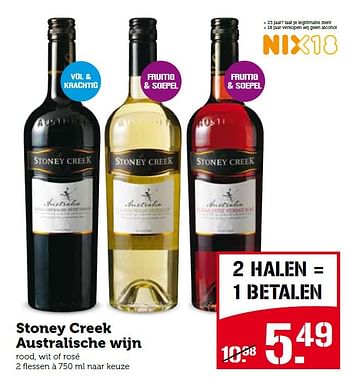 Aanbiedingen Stoney creek australische wijn rood, wit of rosé - Rode wijnen - Geldig van 30/11/2015 tot 06/12/2015 bij Coop