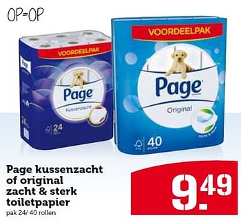 Aanbiedingen Page kussenzacht of original zacht + sterk toiletpapier - Page - Geldig van 30/11/2015 tot 06/12/2015 bij Coop
