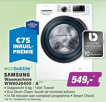 Aanbiedingen Samsung wasmachine ww80j6400 - a+++ - Samsung - Geldig van 23/11/2015 tot 06/12/2015 bij ElectronicPartner