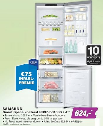 Aanbiedingen Samsung smart space koelkast rb37j5015ss - a ++ - Samsung - Geldig van 23/11/2015 tot 06/12/2015 bij ElectronicPartner