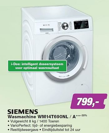 Aanbiedingen Siemens wasmachine wm14t690nl - a+++-30% - Siemens - Geldig van 23/11/2015 tot 06/12/2015 bij ElectronicPartner