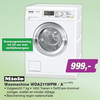 Aanbiedingen Miele wasmachine wda211wpm - a+++-10% - Miele - Geldig van 23/11/2015 tot 06/12/2015 bij ElectronicPartner