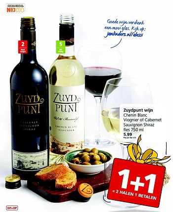 Aanbiedingen Zuydpunt wijn chenin blanc viognier of cabernet sauvignon shiraz - Rode wijnen - Geldig van 30/11/2015 tot 06/12/2015 bij Jan Linders
