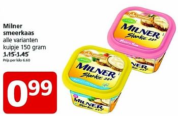 Aanbiedingen Milner smeerkaas - Milner - Geldig van 30/11/2015 tot 06/12/2015 bij Jan Linders