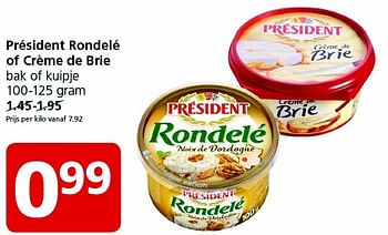 Aanbiedingen Président rondelé of crème de brie - Président - Geldig van 30/11/2015 tot 06/12/2015 bij Jan Linders