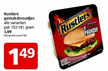Aanbiedingen Rustlers gemaksbroodjes - Rustlers - Geldig van 30/11/2015 tot 06/12/2015 bij Jan Linders