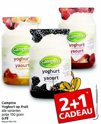 Aanbiedingen Campina yoghurt op fruit - Campina - Geldig van 30/11/2015 tot 06/12/2015 bij Jan Linders