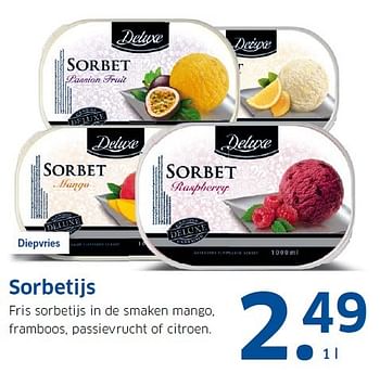 Aanbiedingen Sorbetijs fris sorbetijs in de smaken mango - Deluxe - Geldig van 30/11/2015 tot 06/12/2015 bij Lidl