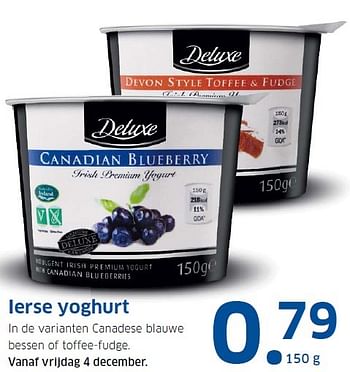Aanbiedingen Ierse yoghurt - Deluxe - Geldig van 30/11/2015 tot 06/12/2015 bij Lidl