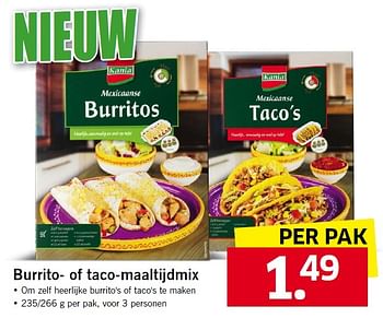 Aanbiedingen Burrito of taco maaltijdmix - Kania - Geldig van 30/11/2015 tot 06/12/2015 bij Lidl