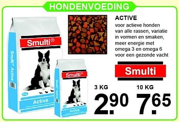 Aanbiedingen Hondenvoeding active - Smulti - Geldig van 07/12/2015 tot 27/12/2015 bij Van Cranenbroek