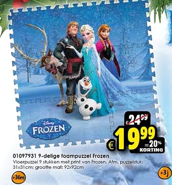 Aanbiedingen 9-delige foampuzzel frozen - Disney  Frozen - Geldig van 05/12/2015 tot 13/12/2015 bij ToyChamp