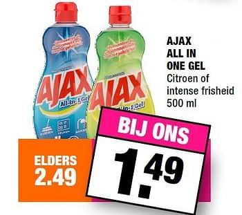 Aanbiedingen Ajax all in one gel citroen of intense frisheid - Ajax - Geldig van 30/11/2015 tot 13/12/2015 bij Big Bazar