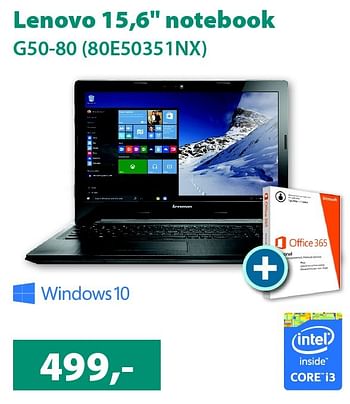 Aanbiedingen Lenovo 15,6 notebook g50-80 (80e50351nx) - Lenovo - Geldig van 01/12/2015 tot 31/12/2015 bij Alternate