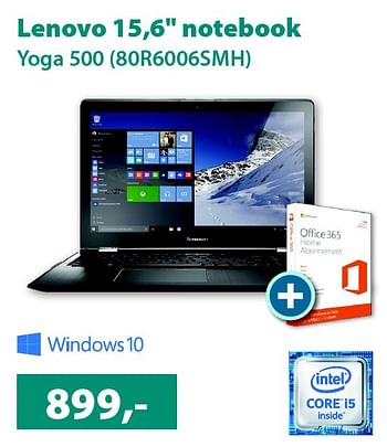 Aanbiedingen Lenovo 15,6 notebook yoga 500 (80r6006smh) - Lenovo - Geldig van 01/12/2015 tot 31/12/2015 bij Alternate