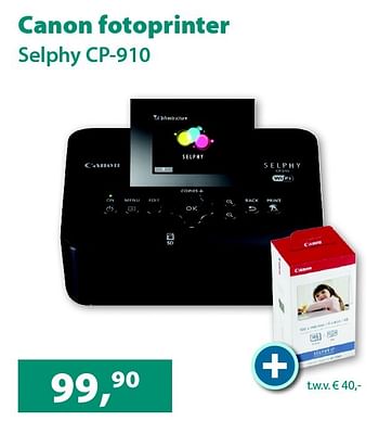 Aanbiedingen Canon fotoprinter selphy cp-910 - Canon - Geldig van 01/12/2015 tot 31/12/2015 bij Alternate