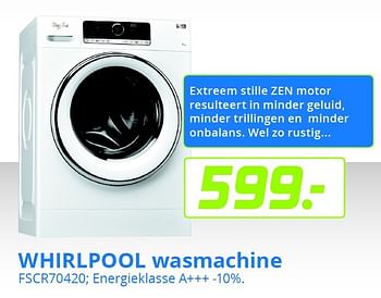 Aanbiedingen Whirlpool wasmachine fscr70420 - Whirlpool - Geldig van 05/12/2015 tot 31/12/2015 bij BCC