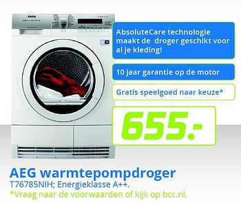 Aanbiedingen Aeg warmtepompdroger t76785nih - AEG - Geldig van 05/12/2015 tot 31/12/2015 bij BCC