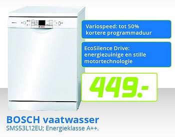 Aanbiedingen Bosch vaatwasser sms53l12eu - Bosch - Geldig van 05/12/2015 tot 31/12/2015 bij BCC