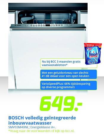 Aanbiedingen Bosch volledig geïntegreerde inbouwvaatwasser smv93m40nl - Bosch - Geldig van 05/12/2015 tot 31/12/2015 bij BCC