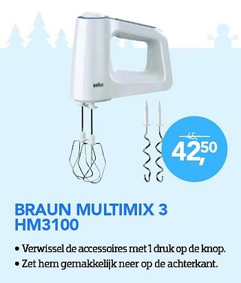 Aanbiedingen Braun multimix 3 hm3100 - Braun - Geldig van 01/12/2015 tot 03/01/2016 bij Coolblue
