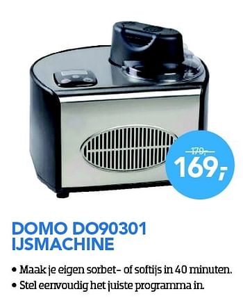 Aanbiedingen Domo do90301 ijsmachine - Domo - Geldig van 01/12/2015 tot 03/01/2016 bij Coolblue