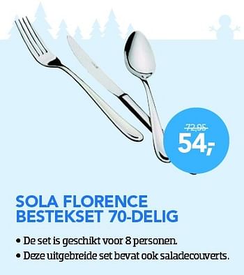 Aanbiedingen Sola florence bestekset 70-delig - Sola - Geldig van 01/12/2015 tot 03/01/2016 bij Coolblue