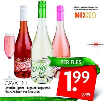 Aanbiedingen Cavatini uit italië. sprizz, hugo of hugo rosé - Rosé wijnen - Geldig van 13/12/2015 tot 19/12/2015 bij Deka Markt